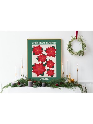 Ninastore Noel Pazarı Baskısı | Dijital Sanat Indirme | Noel Süsleri | Yeşil Noel Duvar Dekoru