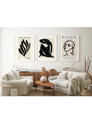 Ninastore 3'lü Matisse Sergi Baskısı Seti | Dijital Sanat Indirme | Kağıt Kesme Duvar Sanatı | Nötr Duvar Sana