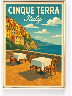 Ninastore Cinque Terre Seyahat Posteri Italya Duvar Sanatı Vintage Baskı Italyan Seyahat Dekorasyonu Sahil Ita