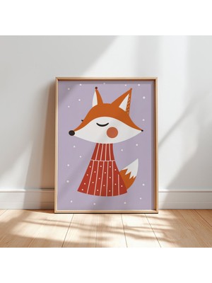 Ninastore Retro Tilki Baskısı: Vintage Çocuk Odası Duvar Sanatı (Dijital Indirme)