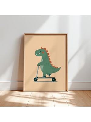 Ninastore Scooter Üzerinde Dinozor Baskısı: Eğlenceli Çocuk Odası Dekorasyonu (Dijital Indirme)