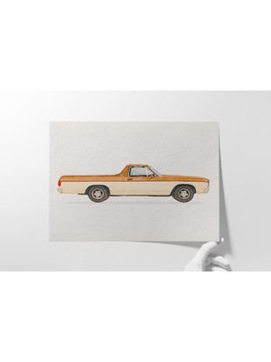 Ninastore Chevrolet El Camino Posteri: Klasik Pikap Kamyon Suluboya Sanatı (Dijital Indirme)
