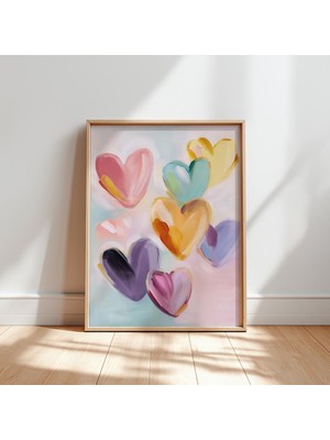 Ninastore Renkli Kalpler Tablosu Baskısı Soyut Pastel Dekor (Dijital Indirme)