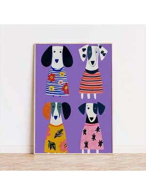 Ninastore Komik Köpek Baskısı: Renkli Güneş Gözlüğü Çocuk Odası Dekorasyonu (Dijital Indirme)