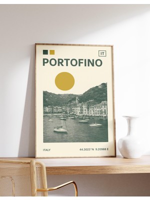 Ninastore Portofino Posteri Italya Seyahat Baskısı Portofino Duvar Sanatı Italyan Rivierası Dekorasyonu Ligury