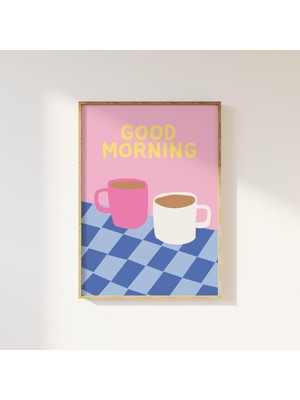 Ninastore Günaydın Kahve Baskısı Sevimli Kahve Barı Dekoru Dijital Indirme Trend Mutfak Posteri Espresso Kahve