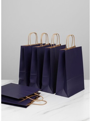 e ERTA Lacivert Renkli Kraft Çanta 25X31 cm 20 Adet Hediye Poşeti , Hediye Paketi , Kraft Kağıt Çanta