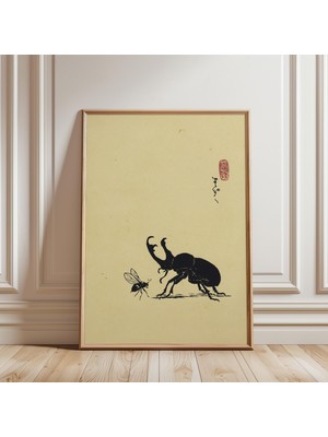 Ninastore Böcek Silüeti Posteri Japon Minimalist Mürekkep Baskı