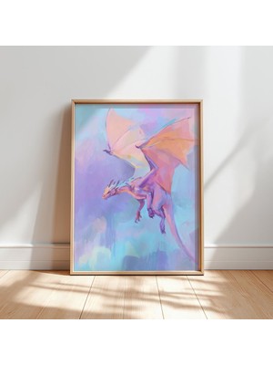Ninastore Pembe Ejderha Sanat Baskısı: Neşeli Çocuk Odası Dekorasyonu (Dijital Indirme)