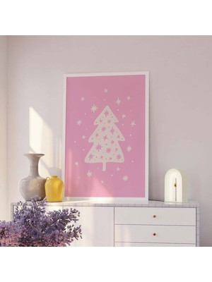 Ninastore Noel Ağacı Baskısı | Dijital Sanat Indirme | Pembe Noel Dekorasyonu | Boho Tatil Duvar Sanatı | Tren