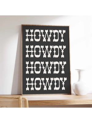 Ninastore Howdy Print | Dijital Sanat Indirme | Retro Kovboy Kız Duvar Sanatı | Country Western Sanat Baskısı