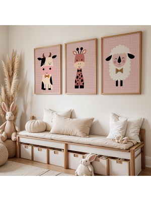 Ninastore Çocuk Odası Duvar Sanatı Seti Kız Çocuk Odası Dekorasyonu: Pembe Baskılar (Dijital Indirme)