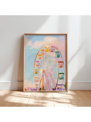 Ninastore Pastel Dönme Dolap Sanat Baskısı Rüya Gibi Karnaval Dekorasyonu (Dijital Indirme)