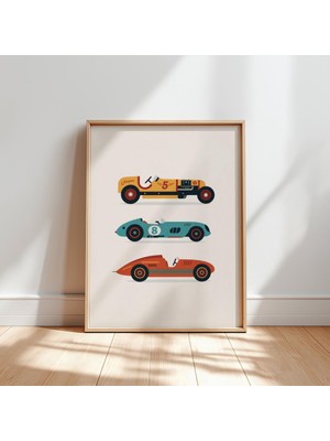 Ninastore Retro Yarış Arabası Temalı Çocuk Odası Baskısı: Klasik Spor Arabalar (Dijital Indirme)