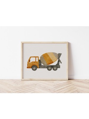Ninastore Minimalist Beton Mikseri Dijital Poster - Çocuk Odası Duvar Sanatı Kreş Dekorasyonu Yazdırılabilir I