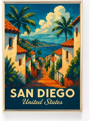 Ninastore San Diego Seyahat Posteri Kaliforniya Duvar Sanatı San Diego Baskı Kanvas Poster Abd Seyahat Dekoras