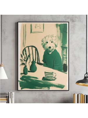 Ninastore Sinsi Köpek Mutfak Çizimi Dijital Duvar Sanatı Komik Göz Kırpan Yavru Köpek Baskısı Sevimli Hayvan K