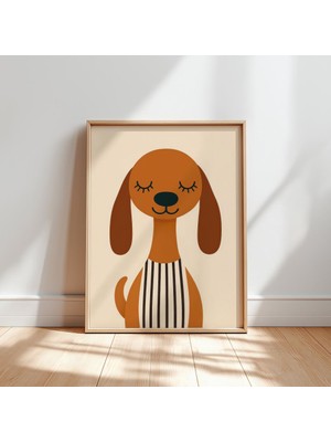Ninastore Sevimli Minimalist Yavru Köpek Illüstrasyonu: Çocuk Odası Duvar Dekoru Için Dijital Poster, Çocuk He