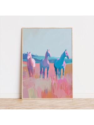 Ninastore Pastel Vahşi Atlar Baskısı: Boho Binicilik Duvar Sanatı (Dijital Indirme)