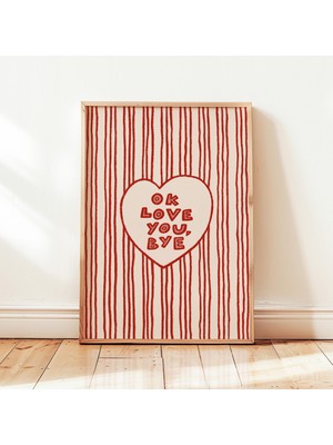 Ninastore Tamam, Seni Seviyorum, Hoşçakal Baskılı Retro Kalp Çizgili Poster, Kız Çocukları Için Giriş Duvar De