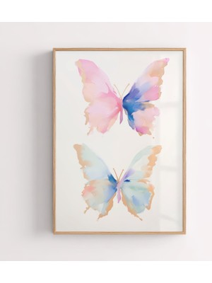 Ninastore Pastel Kelebekler Suluboya Tablo: Soyut Böcek Duvar Sanatı (Dijital Indirme)