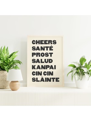 Ninastore Cheers Kokteyl Baskısı | Dijital Sanat Indirme | Şirin Siyah Bar Arabası Baskısı | Pembe Kokteyl Bar