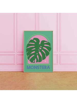 Ninastore Monstera Ev Bitkisi Baskısı | Dijital Sanat Indirme | Soyut Yeşil Monstera Yaprağı Yazdırılabilir Mo
