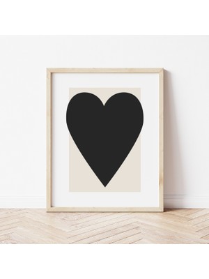 Ninastore Siyah Kalp Baskısı | Dijital Sanat Indirme | Soyut Minimalist Kalp Posteri Yazdırılabilir Sanat Eser