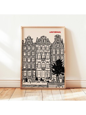 Ninastore Amsterdam Şehri Baskılı Hollanda Posteri Retro Avrupa Seyahat Minimalist Dekor