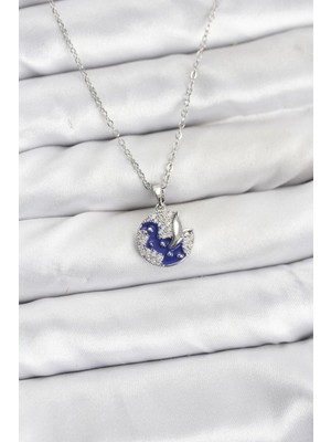 SHC4200 316L Çelik Zincir Gümüş Renk Gece Model Zirkon Taşlı Kadın Kolye