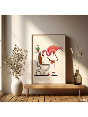 Ninastore Banyo Duvar Sanatı Baskısı Komik Flamingo Tuvalet Posteri Hayvan Temalı Dijital Banyo Dekorasyonu An