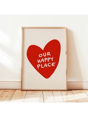 Ninastore Mutlu Yerimiz Baskılı Kalp Şeklinde Çift Aşk Posteri Yatak Odası Ev Duvar Sanatı Dekorasyonu