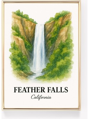 Ninastore Feather Falls Vintage Seyahat Posteri Kaliforniya Duvar Sanatı Retro Baskı Feather Falls Dekoratif S
