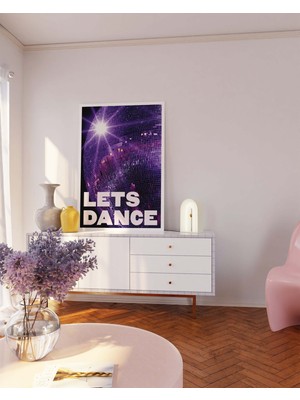 Ninastore Hadi Disko Dansı Baskısı | Dijital Sanat Indirme | Mor Disko Topu Sergi Baskısı | Aynalı Top Sanat B