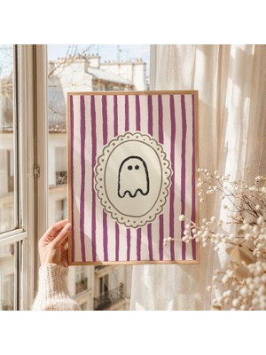 Ninastore Çizgili Hayalet Baskısı Dijital Indirme Rahat Cadılar Bayramı Duvar Sanatı Cadılar Bayramı Duvar Dek