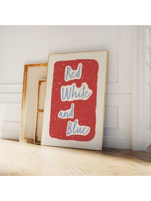 Ninastore Kırmızı Beyaz ve Mavi Sanat Baskısı Dijital Sanat Indirme Sevimli Amerikan Bayrağı Sanat Baskısı Ame
