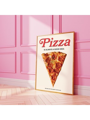 Ninastore Pizza Baskısı Dijital Sanat Indirme Kırmızı Mutfak Dekorasyonu Retro Pizza Posteri Sevimli Yemek Mut