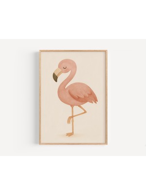 Ninastore Pembe Flamingo Tek Tekerlekli Bisiklet Baskısı: Iskandinav Çocuk Odası Sanatı (Dijital Indirme)