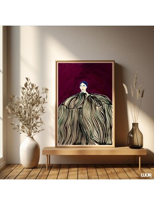 Ninastore La Poire Ruby Coat Sanat Baskısı: Soyut Bordo Insan Portresi (Dijital Indirme)