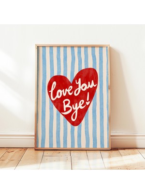 Ninastore Seni Seviyorum Hoşçakal Baskılı Retro Kalp Çizgili Poster, Şık Kız Çocuk Giriş Duvar Dekoru, Çerçeve