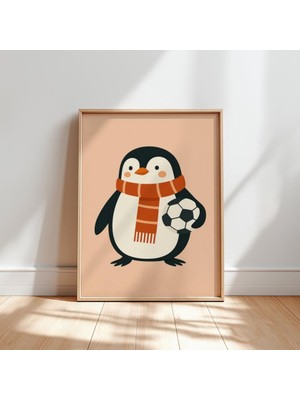 Ninastore Neşeli Penguen Spor Posteri - Çocuk Odası Duvar Sanatı Illüstrasyonu - Dijital Baskı Bebek Odası Dek