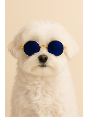 Feyza Design Rahat ve Şık Köpek ve Kedi Gözlüğü, Aksesuar Seti, Yuvarlak Tasarım