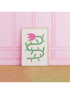 Ninastore Lale Baskısı | Dijital Sanat Indirme | Sevimli Çiçekli Sanat Baskısı | Pembe Çiçekler Duvar Sanatı |