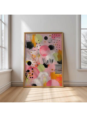 Ninastore Pembe Soyut Sanat Baskısı: Modern Renkli Duvar Dekoru (Dijital Indirme)