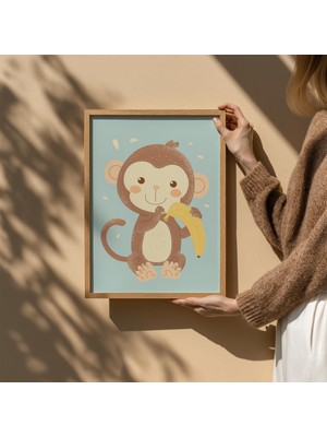 Ninastore Muzlu Sevimli Maymun Posteri – Çocuk Odası Veya Bebek Odası Için Komik Orman Hayvanı Duvar Sanatı Di