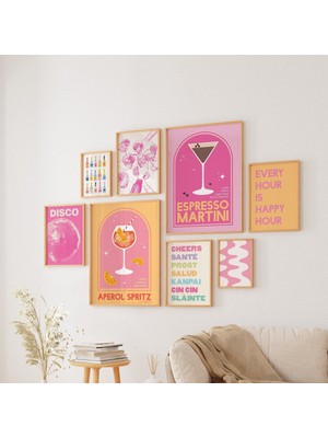 Ninastore Bar Arabası Galeri Duvarı Dijital Sanat Indirme 10 Yazdırılabilir Sevimli Pembe Turuncu Yurt Odası S