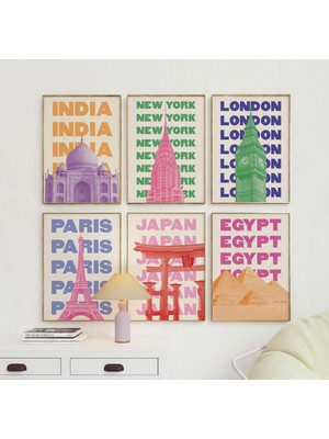 Ninastore 6'lı Seyahat Şehirleri Baskı Seti Dijital Sanat Indirme Renkli Galeri Duvarı Seyahat Sergisi Baskı S