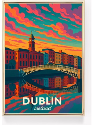 Ninastore Dublin Seyahat Posteri Irlanda Duvar Sanatı Dublin Baskısı Vintage Duvar Dekoru Irlanda Hediyesi