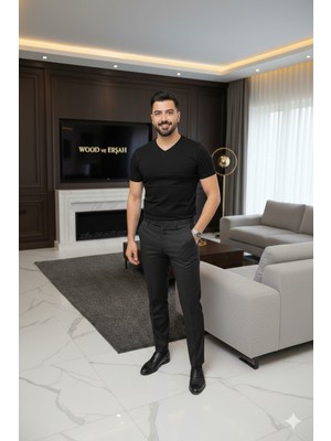 Lüx Wood Lüx Erşah 6'lı Ekonomik Paket V Yaka %95 Pamuk %5 Likra Full Esnek Penye