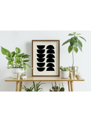 Ninastore Soyut Siyah Duvar Baskısı | Dijital Sanat Indirme | Nötr Mcm Sanatı | Minimalist Soyut Şekiller Bask